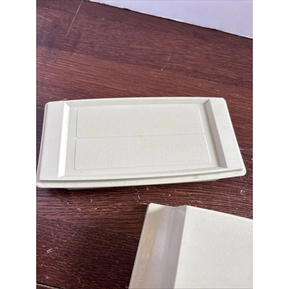 Vintage Tupperware Almond Double Stick Butter or Cream Cheese Keeper Dish w/ Lid
